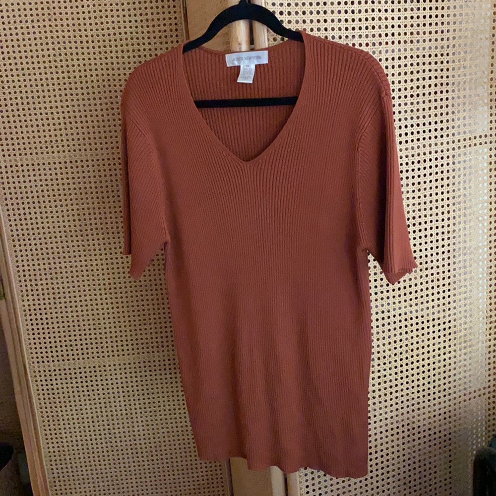 Ribbed v neck burnt Orange copper